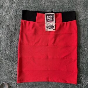 NWT Pink Miss Poem skirt with black waistband Size S